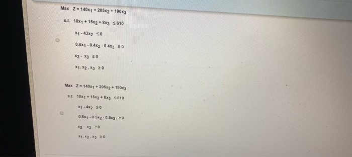 other options QUESTION 1 In order to solve Linear