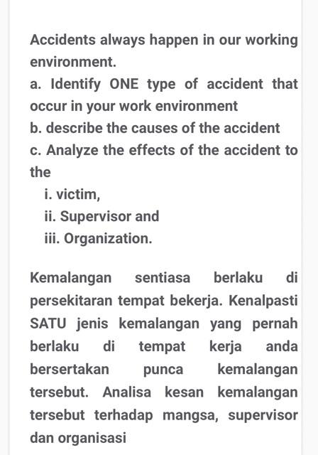 Accidents always happen in our working