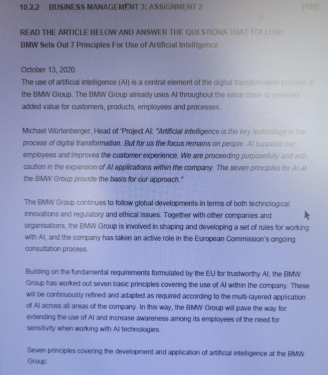 10.2.2 BUSINESS MANAGEMENT 3: ASSIGNMENT 2 READ