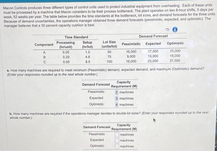 Answer B Macon Controls produces three different