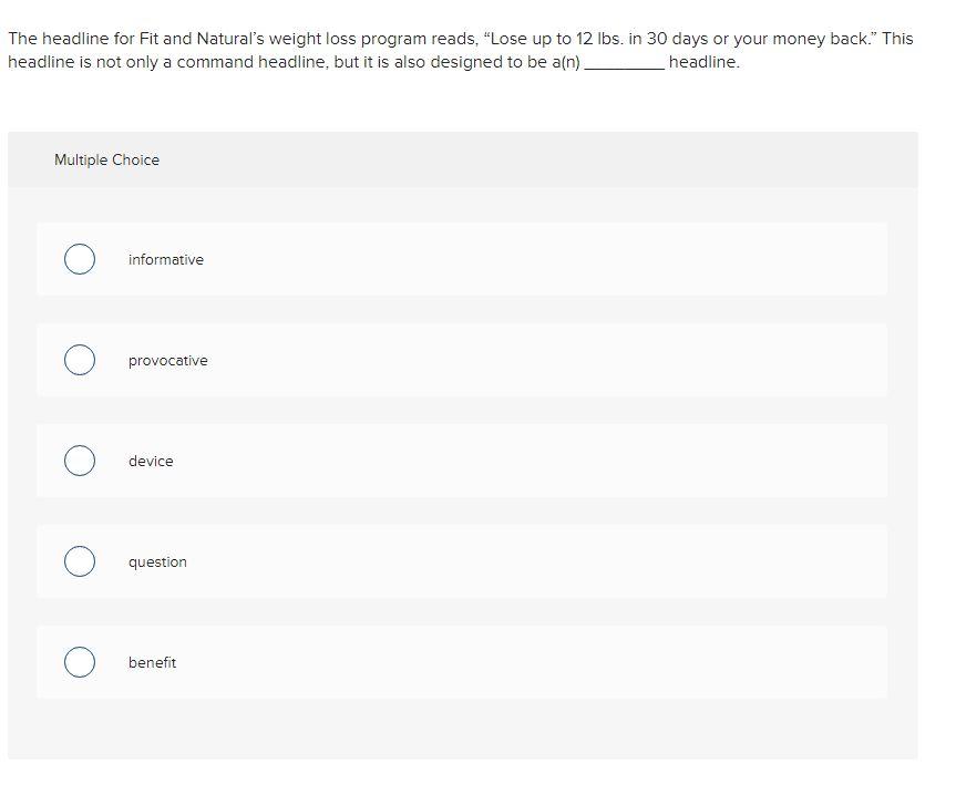 The headline for Fit and Natural's weight loss