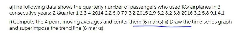 a) The following data shows the quarterly number