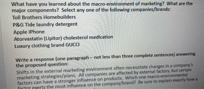 select one of the following companies What have