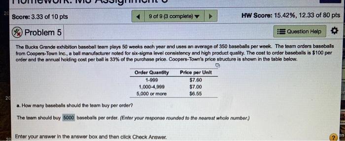 Score: 3.33 of 10 pts 9 of 9 (3 complete) HW