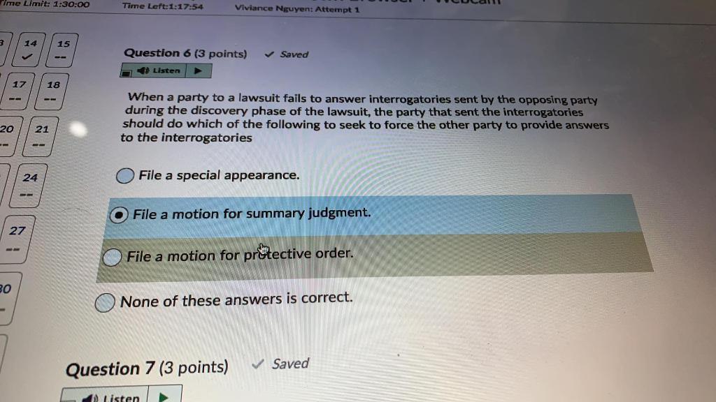 ime Limit: 1:30:00 Time Left:1:17:54 Viviance