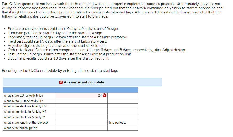 EX 6-23 (Algo) The Cyclon project team has