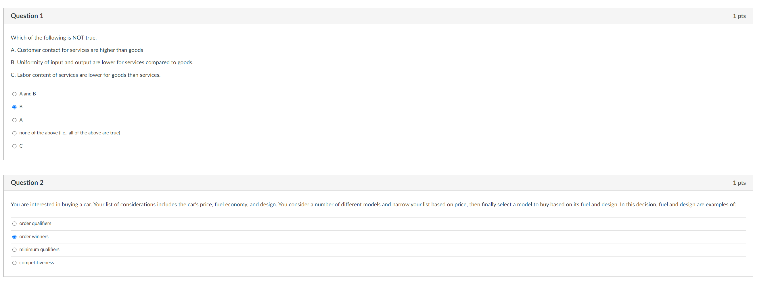 Question 1 1 pts Which of the following is NOT