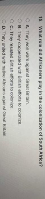 what role did Afrikaners play in the colonization