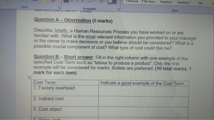 A and B two questions with instructions , need