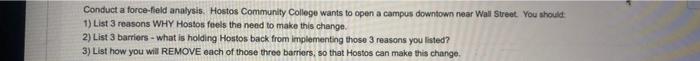 Conduct a force-field analysis. Hostos Community