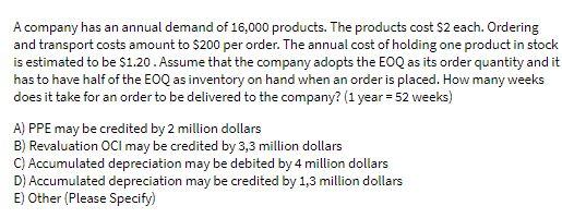A company has an annual demand of 16,000