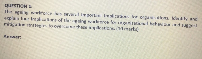 QUESTION 1: The ageing workforce has several