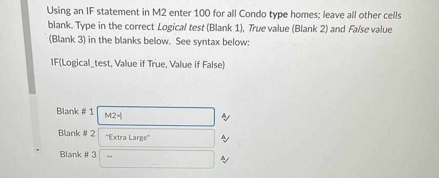 Using an IF statement in M2 enter 100 for all