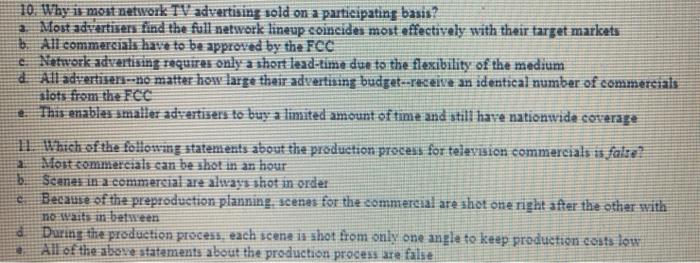 10. Why is most network TV advertising sold on a