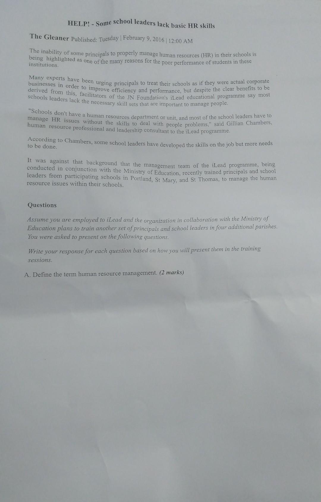 HELP! - Some school leaders lack basic HR skills