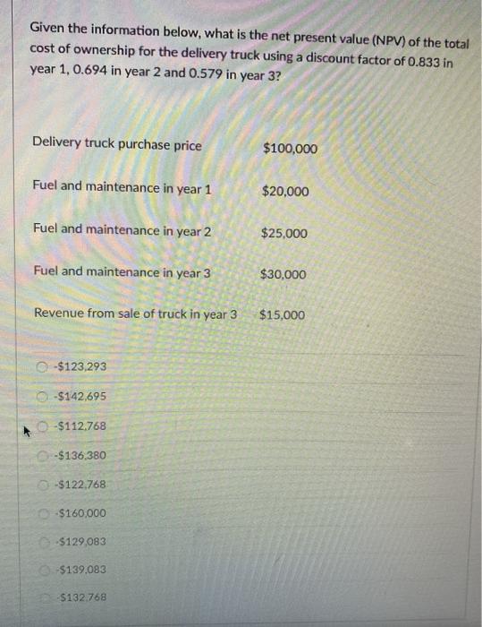 Given the information below, what is the net