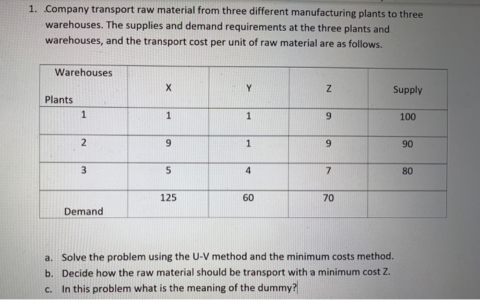 1. Company transport raw material from three