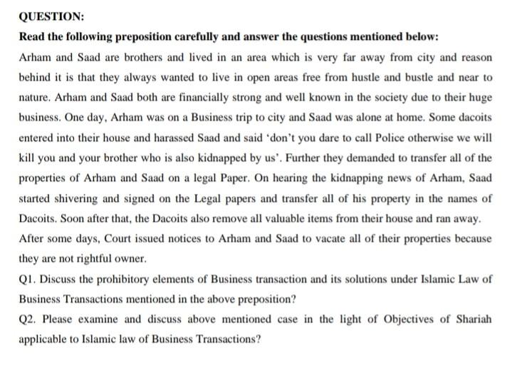 Sharia Law QUESTION: Read the following