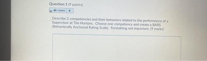 Question 1 (9 points) Listen Describe 2