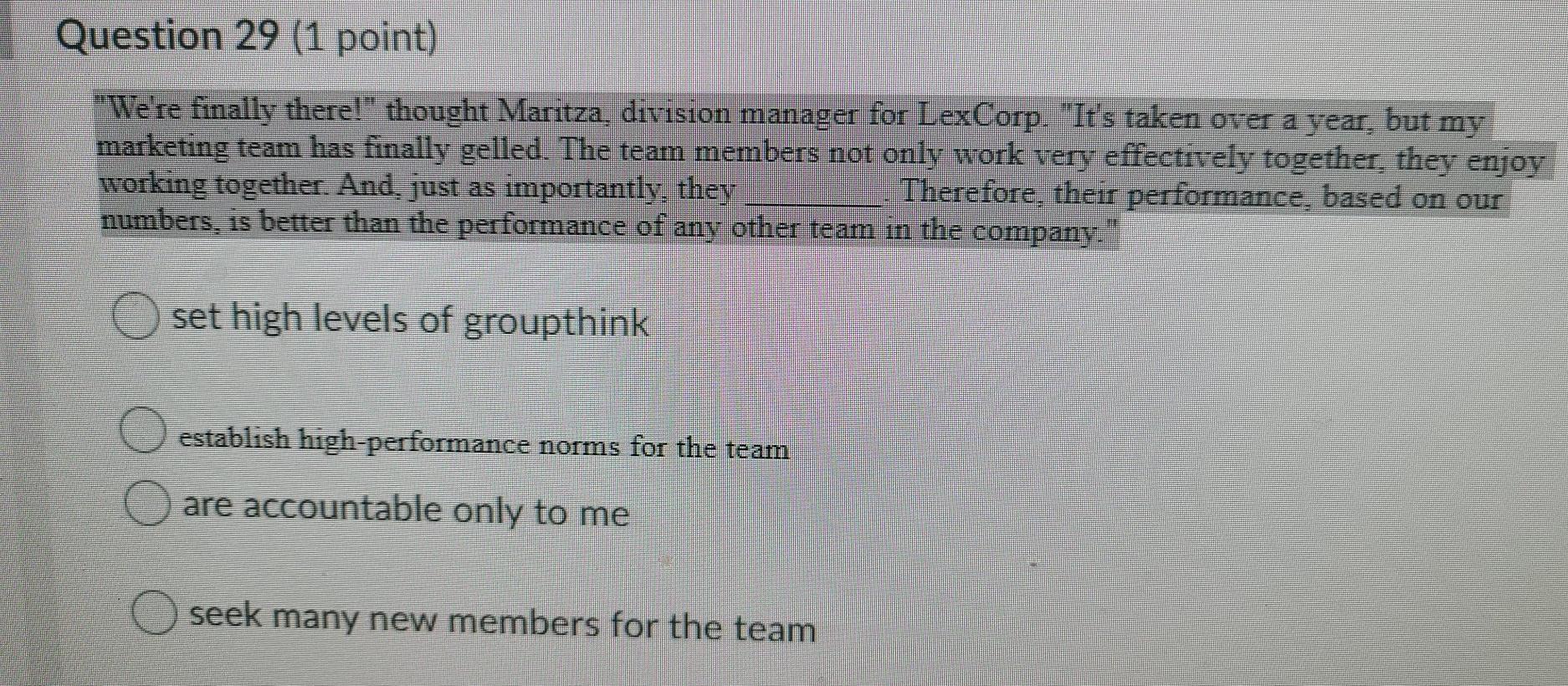 Question 29 (1 point) 