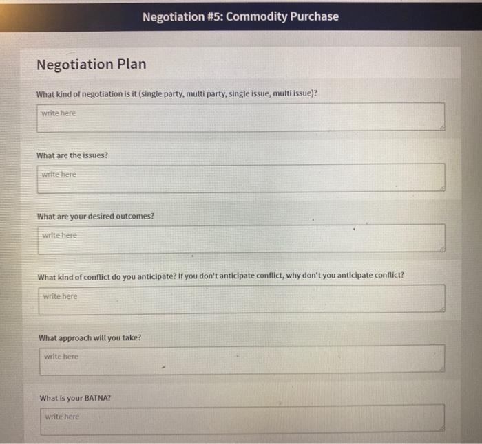 Negotiation #5: Commodity Purchase Negotiation