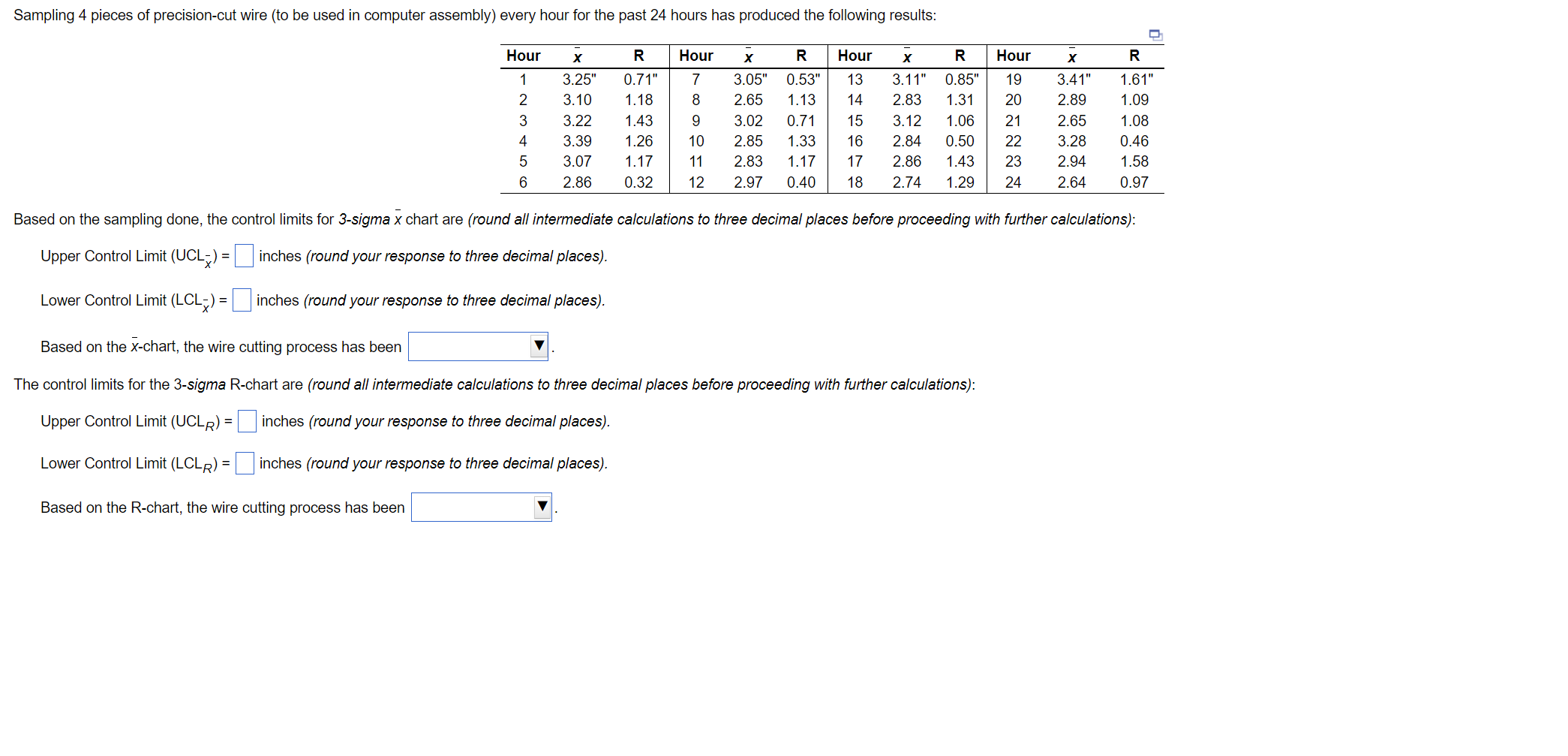 Sampling 4 pieces of precision-cut wire (to be