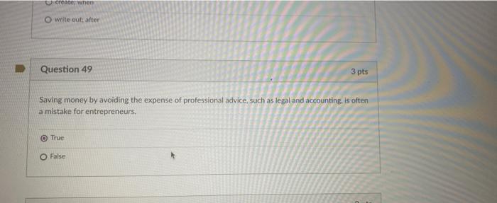 croate when O write out after Question 49 3 pts