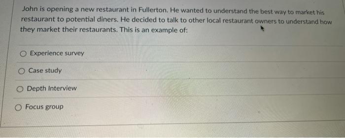 John is opening a new restaurant in Fullerton. He