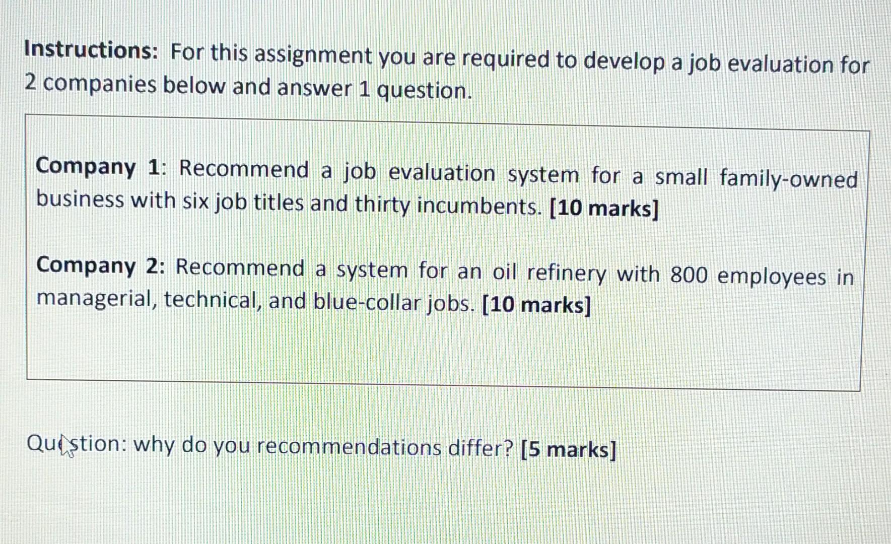 Instructions: For this assignment you are