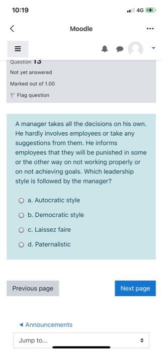 10:19 < Moodle Question 15 Not yet answered