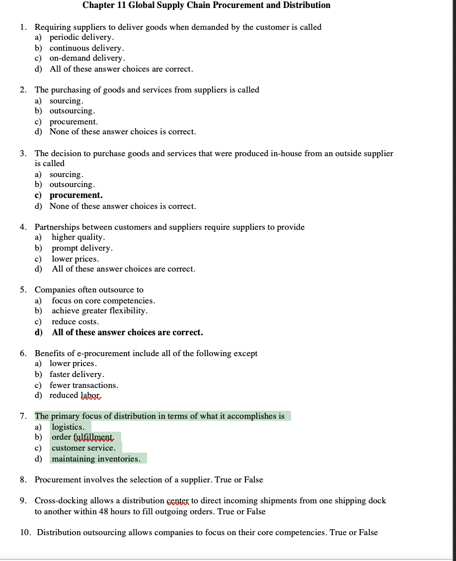 Chapter 11 Global Supply Chain Procurement and