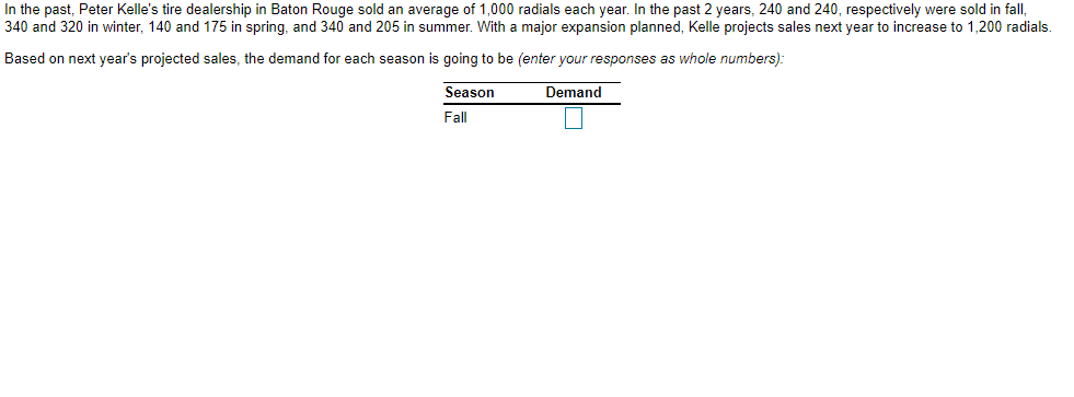 Need it for Fall, Winter, Spring and Summer