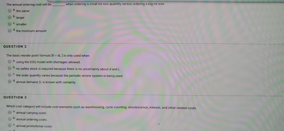 when ordering a small lot size quantity versus