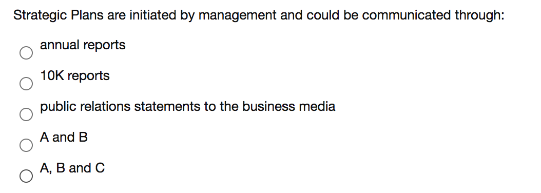 Strategic Plans are initiated by management and