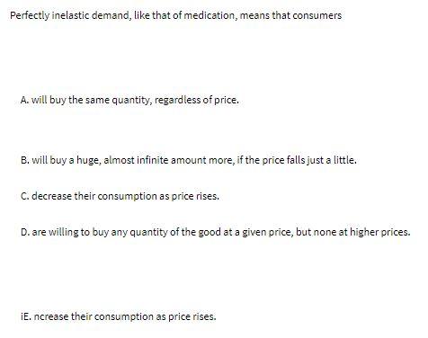 Perfectly inelastic demand, like that of