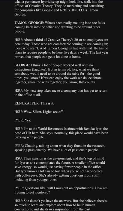 Based upon the article, "Working.In