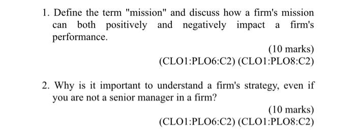 STRATEGIC MANAGEMENT subject 1. Define the term