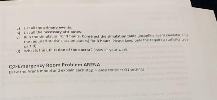 Q1-Emergency Room Problem (50 points) Consider an