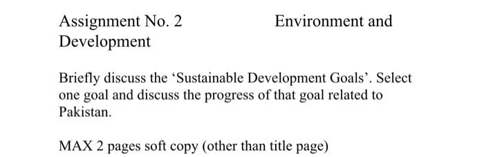 Assignment No. 2 Environment and Development