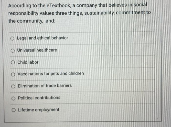 According to the eTextbook, a company that
