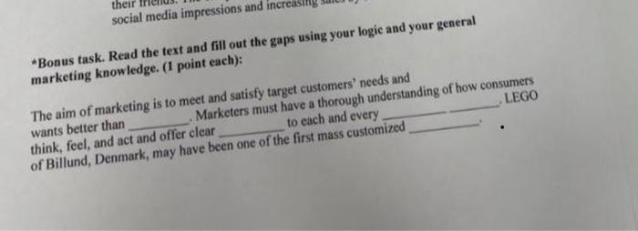 Bonus task. Read the text and fill out the gaps