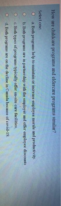 How are childcare programs and eldercare programs