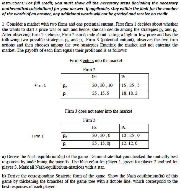 Instructions: For full credit, you must show all