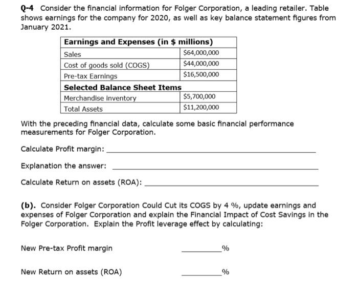 (b). Consider Folger Corporation Could Cut its