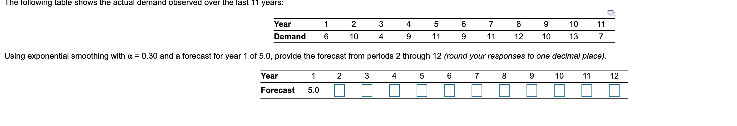 b) Using the 3-year moving average, provide the