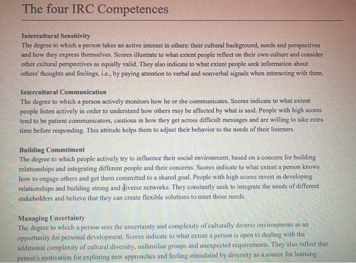 Refer to the IRC Report given below as a