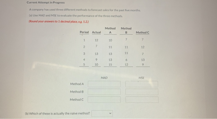 Current Attempt in Progress A company has used