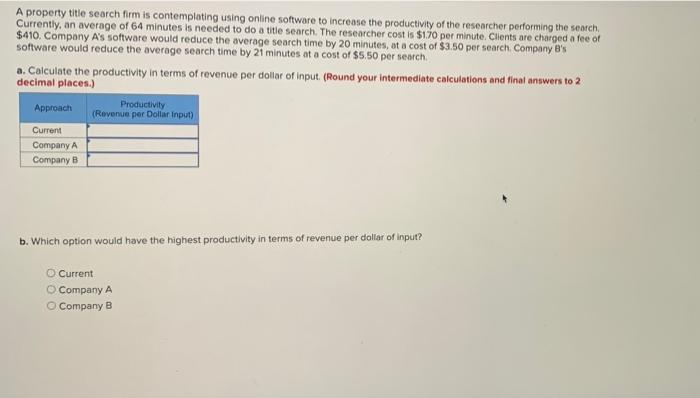 A property title search firm is contemplating