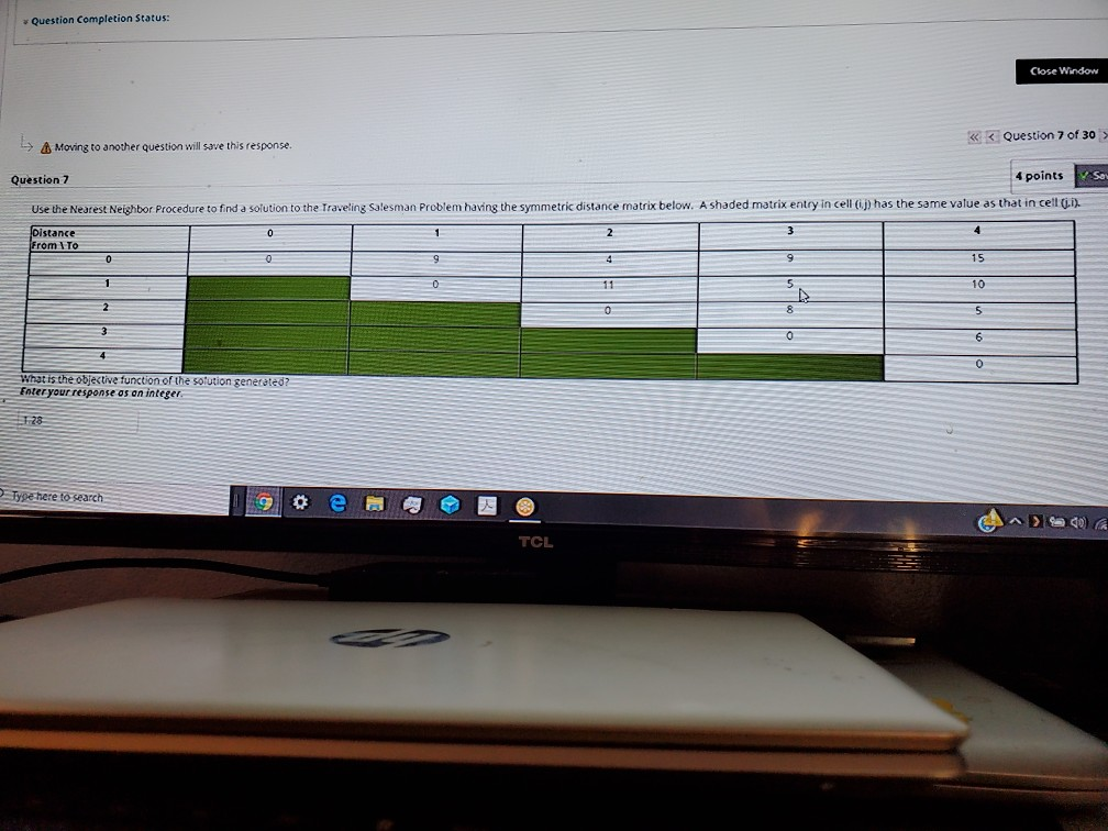 Question Completion Status: Close Window < < <