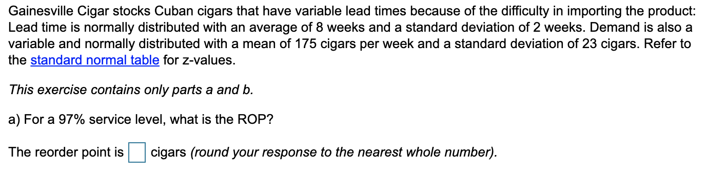B. What is the ROP for a 98% service level?
